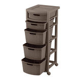 Cajonera Rimax Rattan Moca 33x87.5cm de Cinco Hileras con Cinco Cajones