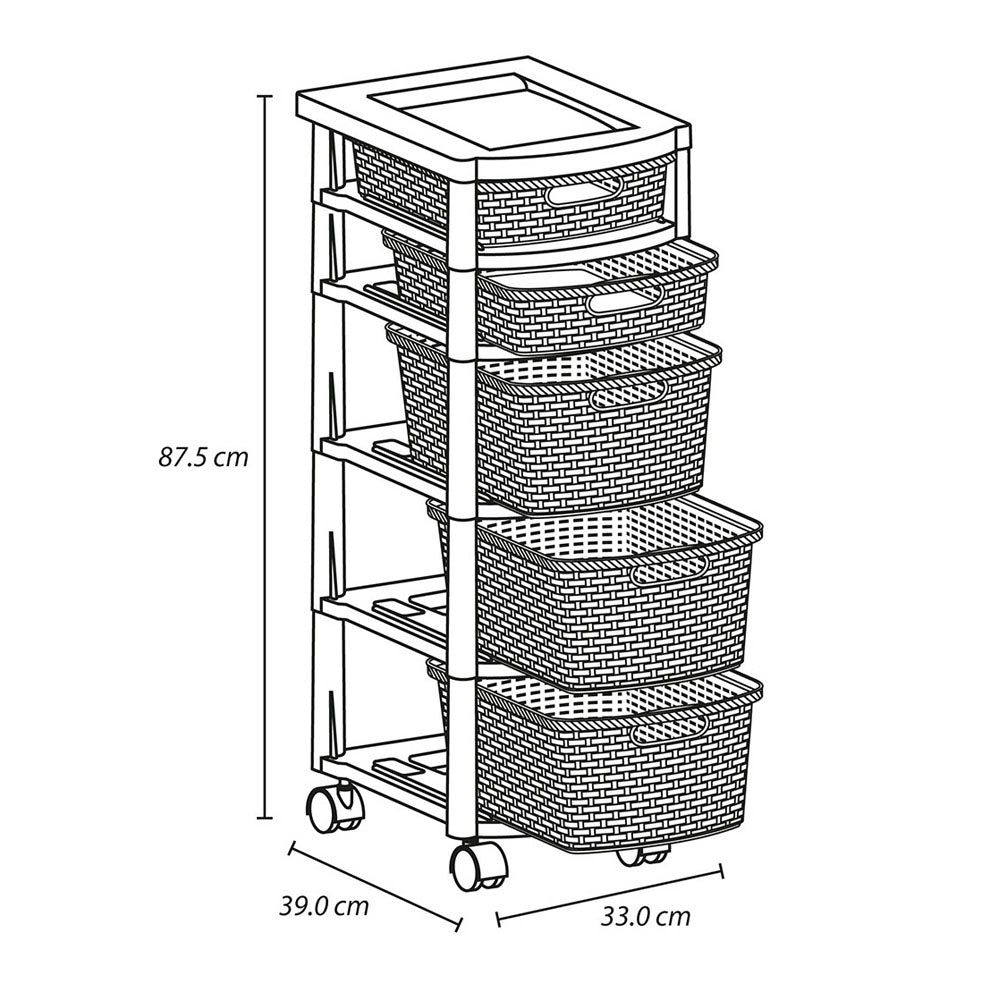 Cajonera Rimax Rattan Moca 33x87.5cm de Cinco Hileras con Cinco Cajones