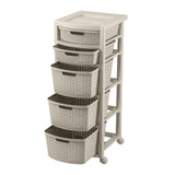 Cajonera Rimax Rattan Taupe 33x87.5cm de Cinco Hileras con Cinco Cajones