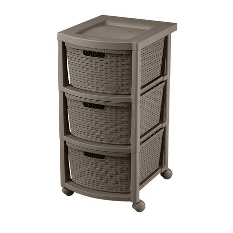 Cajonera Rimax Rattan Moca 33x66cm de Tres Hileras con Tres Cajones - CAJONERAS Y COMODAS | Bylmo