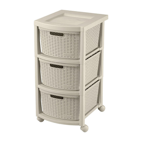 Cajonera Rimax Rattan Taupe 33x66cm de Tres Hileras con Tres Cajones - CAJONERAS Y COMODAS | Bylmo