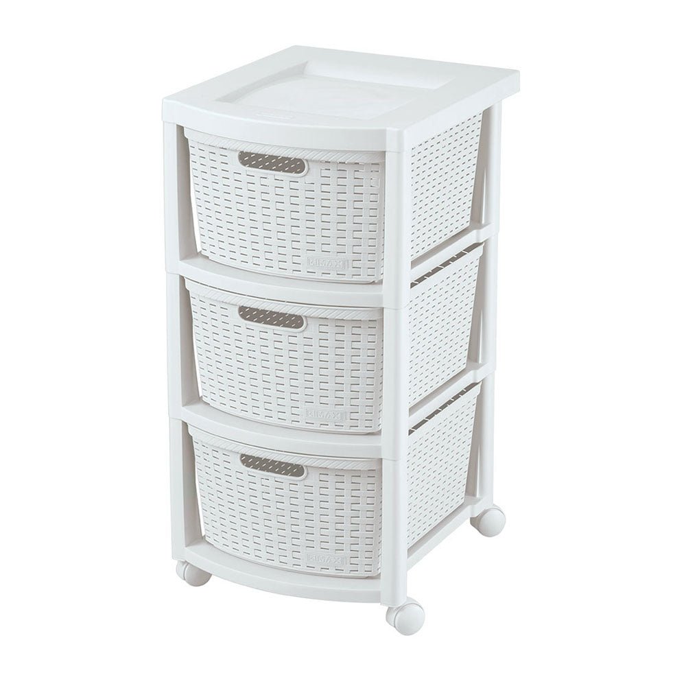 Cajonera Rimax Rattan Blanco Nieve 33x66cm de Tres Hileras con Tres Cajones - CAJONERAS Y COMODAS | Bylmo