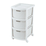 Cajonera Rimax Rattan Blanco Nieve 33x66cm de Tres Hileras con Tres Cajones - CAJONERAS Y COMODAS | Bylmo