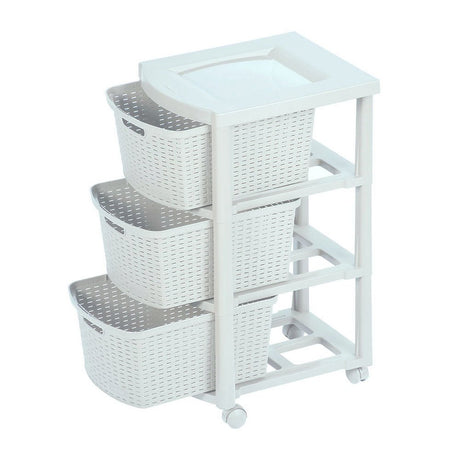 Cajonera Rimax Rattan Blanco Nieve 33x66cm de Tres Hileras con Tres Cajones - CAJONERAS Y COMODAS | Bylmo