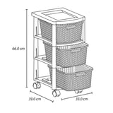 Cajonera Rimax Rattan Blanco Nieve 33x66cm de Tres Hileras con Tres Cajones - CAJONERAS Y COMODAS | Bylmo