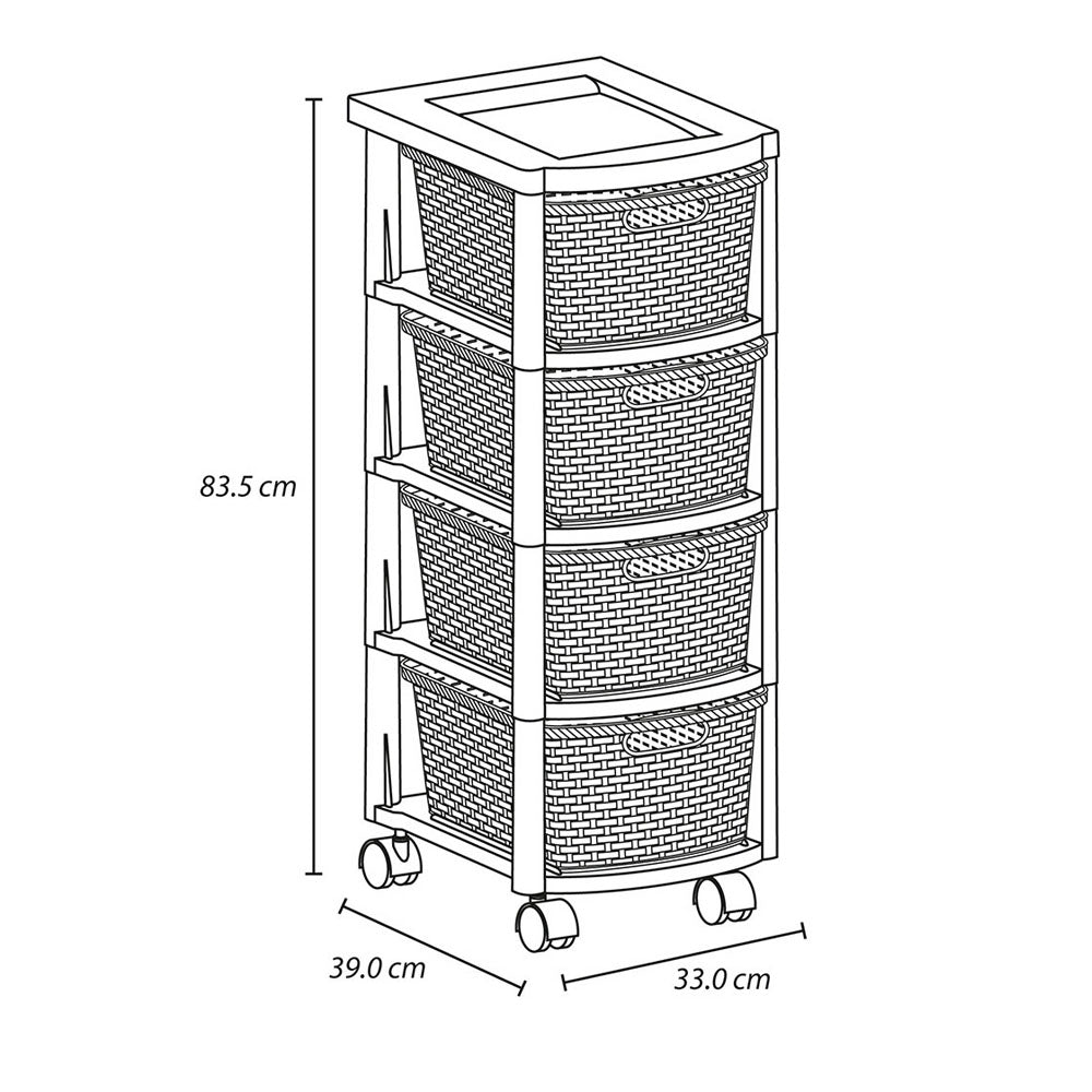 Cajonera Rimax Rattan Moca - Vista 4