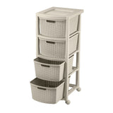Cajonera Rimax Rattan Taupe 33x83.5cm de Cuatro Hileras con Cuatro Cajones - CAJONERAS Y COMODAS | Bylmo