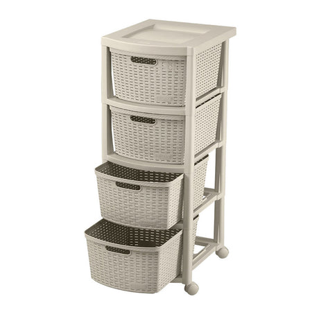 Cajonera Rimax Rattan Taupe 33x83.5cm de Cuatro Hileras con Cuatro Cajones - CAJONERAS Y COMODAS | Bylmo