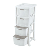 Cajonera Rimax Rattan Blanco Nieve 33x83.5cm de Cuatro Hileras con Cuatro Cajones - CAJONERAS Y COMODAS | Bylmo