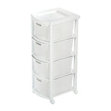 Cajonera Rimax Rattan Blanco Nieve 33x83.5cm de Cuatro Hileras con Cuatro Cajones - CAJONERAS Y COMODAS | Bylmo