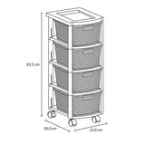 Cajonera Rimax Rattan Blanco Nieve 33x83.5cm de Cuatro Hileras con Cuatro Cajones - CAJONERAS Y COMODAS | Bylmo