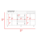 Mueble Inferior de Cocina Boreal Blanco Fresno 179.9x89.5cm con Meson de Acero Inoxidable Lado Derecho y con Estufa - MUEBLES INFERIORES DE COCINA | Bylmo