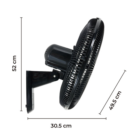 Ventilador de Pared Kalley Negro 49.5x52cm de 3 Velocidades con Temporizador - VENTILADORES | Bylmo