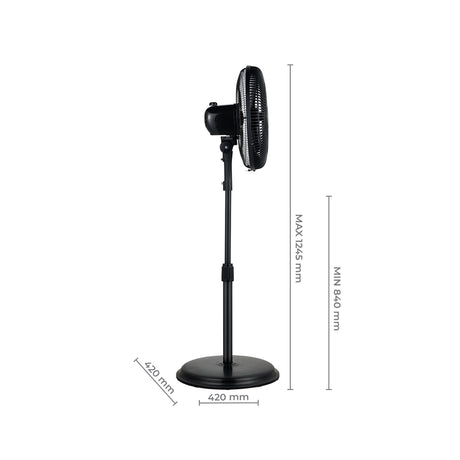 Ventilador de Piso Kalley Negro 42x94cm de 3 Velocidades y con Oscilación - VENTILADORES | Bylmo