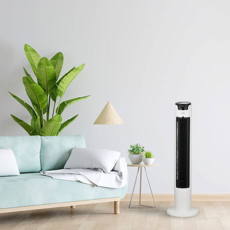 Ventilador de Torre Kalley Blanco y Negro 32.5x111.1cm de 6 Velocidades con Temporizador - VENTILADORES | Bylmo