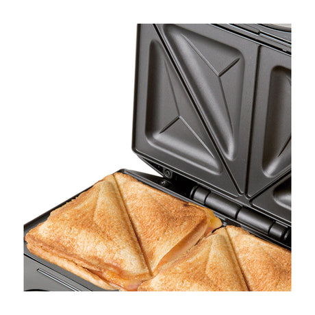 Sanduchera Kalley Negro y Gris 25.2x10.9cm con Dos Puestos de Cocción - SANDUCHERAS Y WAFLERAS | Bylmo