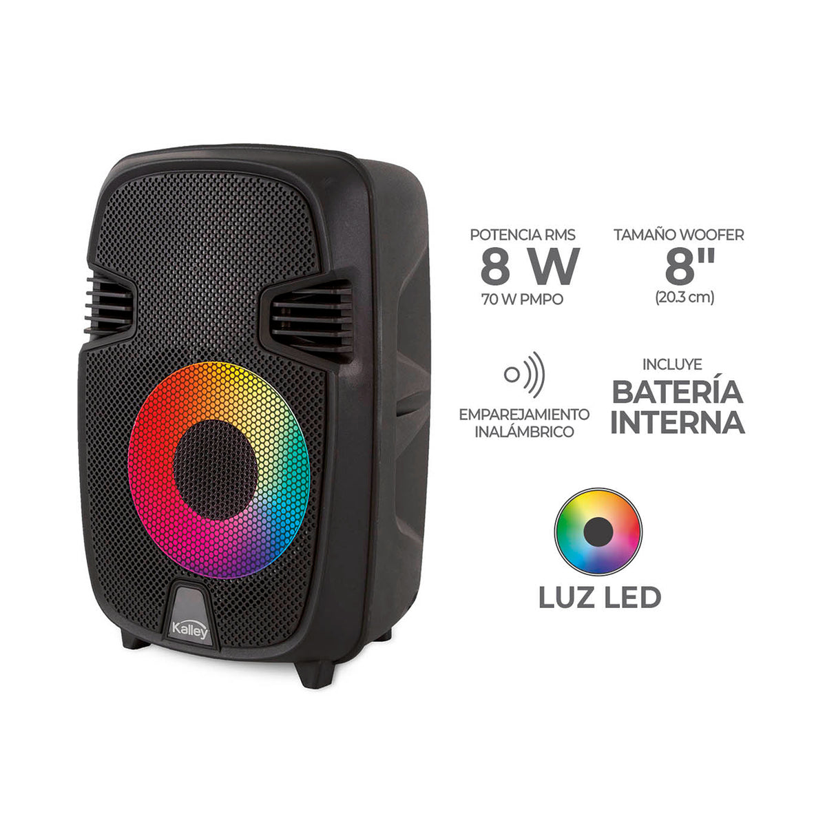 Parlante Kalley Negro 24.4x36.6cm Portátil con Conexión Bluetooth - PARLANTES | Bylmo