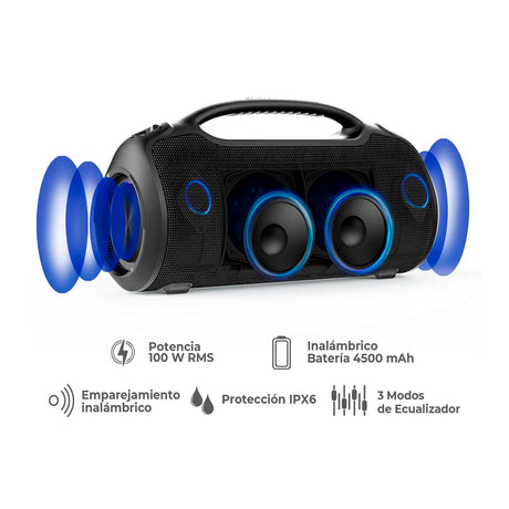 Parlante Kalley Negro 46.8x25.4cm Portátil con Conexión Bluetooth - PARLANTES | Bylmo