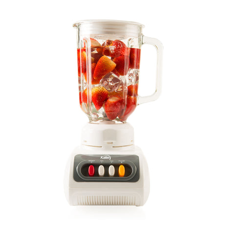 Licuadora Kalley Blanco 16x36cm de Cuatro Aspas para 1.5 Litros y Dos Velocidades - LICUADORAS Y PROCESADORES | Bylmo