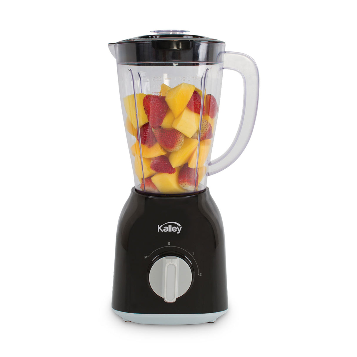 Licuadora Kalley Negro 19.6x36.7cm de Cuatro Aspas para 1.5 Litros y Dos Velocidades - LICUADORAS Y PROCESADORES | Bylmo