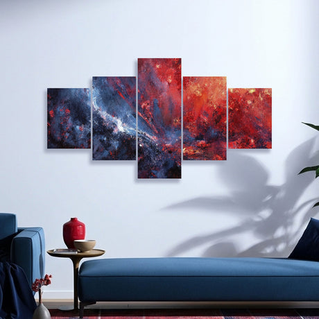 Cuadro decorativo en 5 Piezas Lienzo Marea Espacial 134x72cm - CUADROS | Bylmo