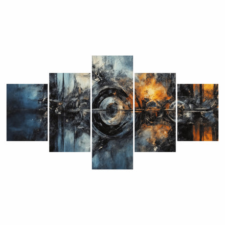 Cuadro decorativo en 5 Piezas Lienzo Ondas de Energia 134x72cm - CUADROS | Bylmo