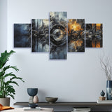 Cuadro decorativo en 5 Piezas Lienzo Ondas de Energia 134x72cm - CUADROS | Bylmo