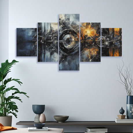 Cuadro decorativo en 5 Piezas Lienzo Ondas de Energia 134x72cm - CUADROS | Bylmo