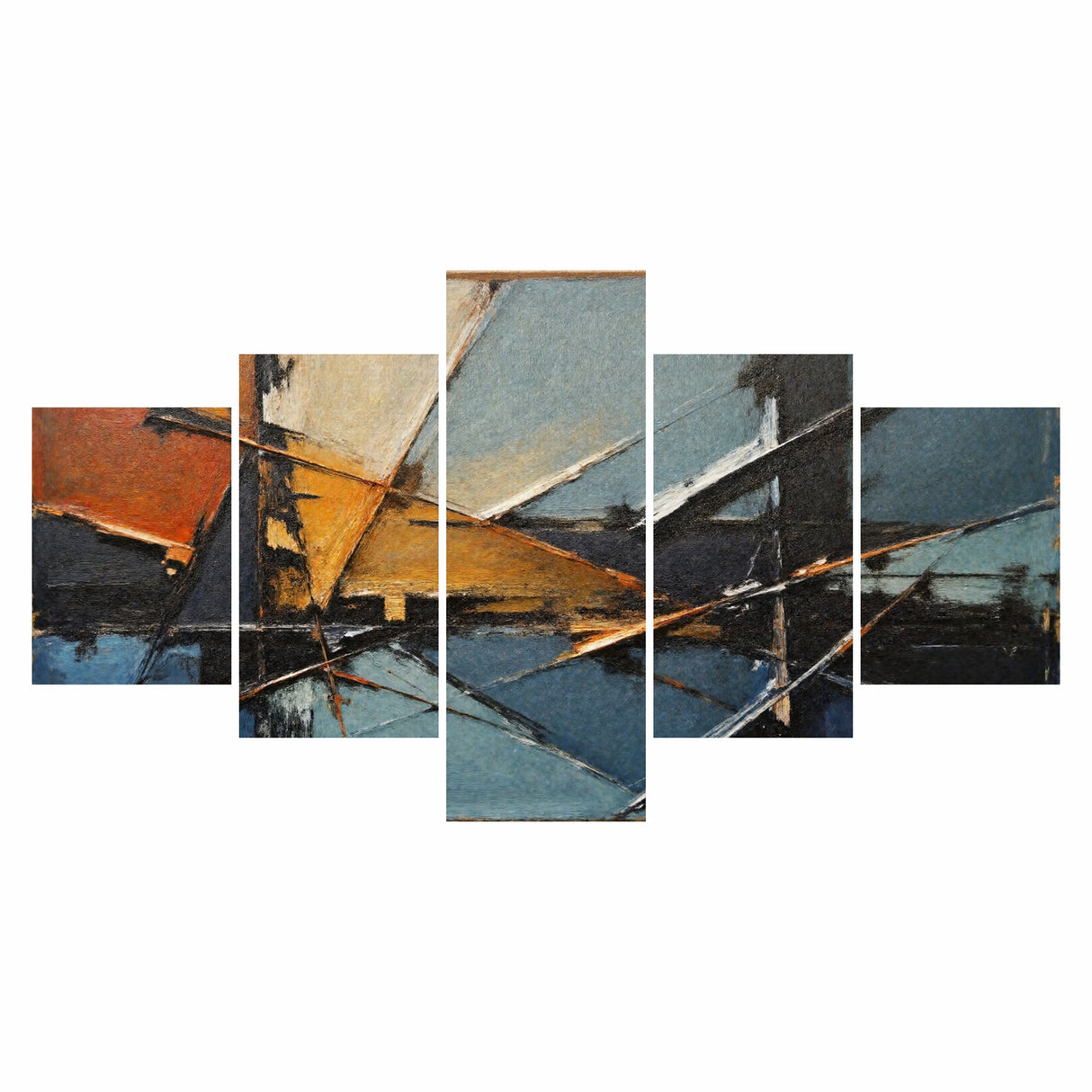 Cuadro decorativo en 5 Piezas Lienzo Horizontes Cruzados 134x72cm - CUADROS | Bylmo