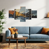 Cuadro decorativo en 5 Piezas Lienzo Horizontes Cruzados 134x72cm - CUADROS | Bylmo