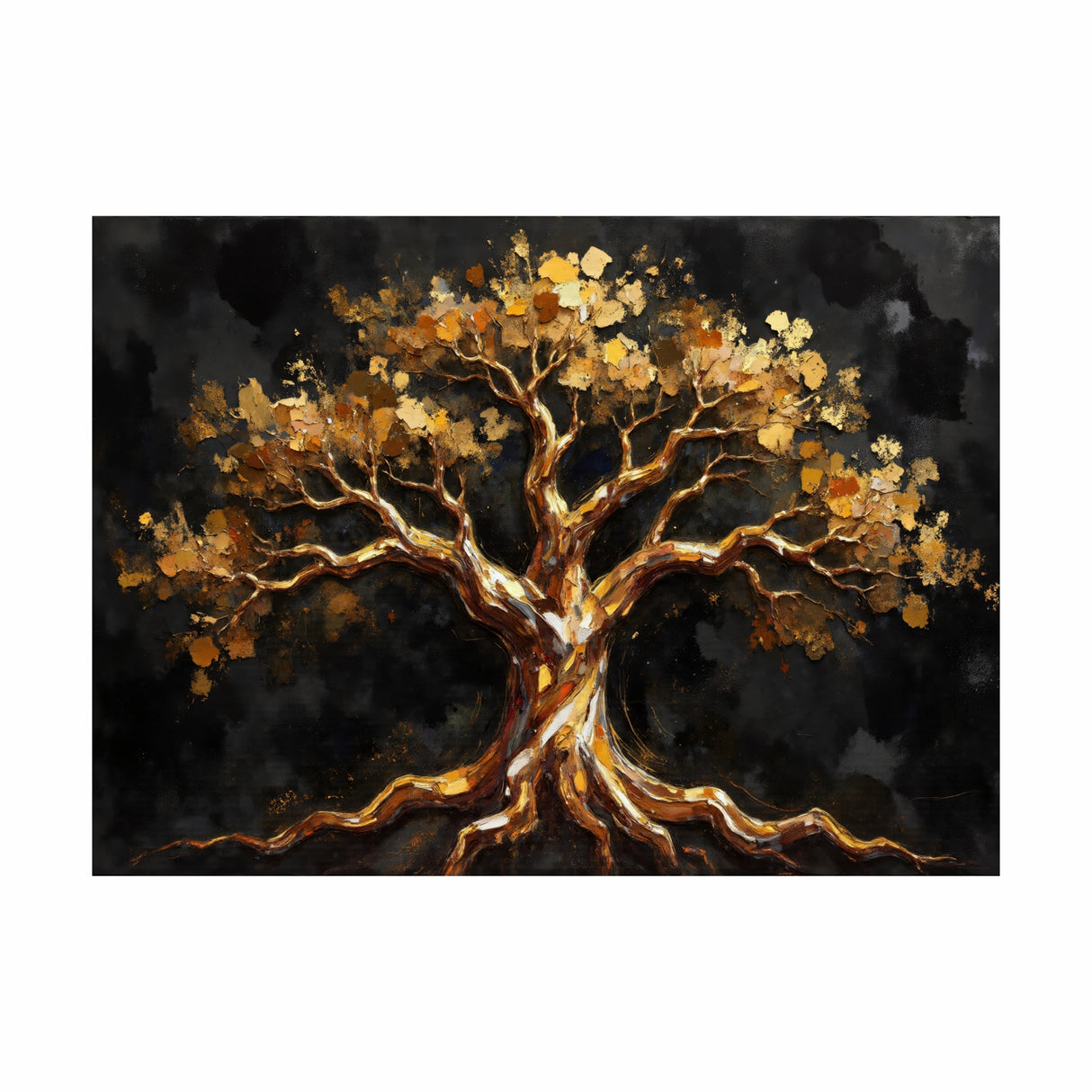 Cuadro decorativo Lienzo Árbol de la Vida Dorada 110x80cm - CUADROS | Bylmo
