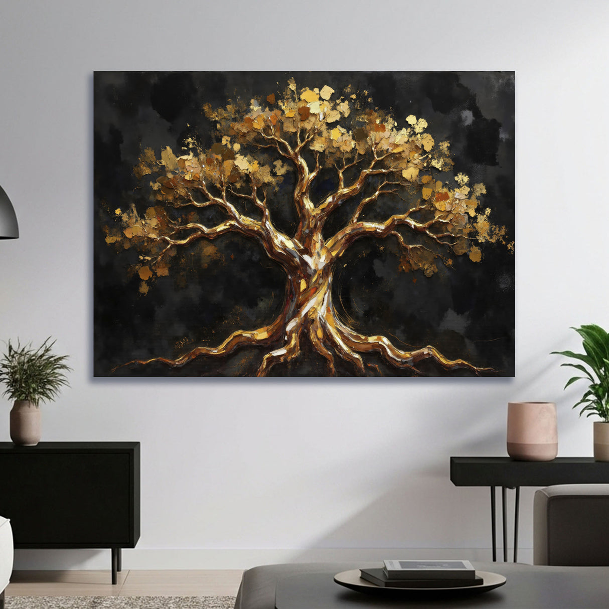 Cuadro decorativo Lienzo Árbol de la Vida Dorada 110x80cm - CUADROS | Bylmo
