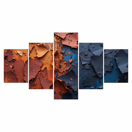 Cuadro decorativo en 5 Piezas Lienzo Erosión de Colores 134x72cm - CUADROS | Bylmo
