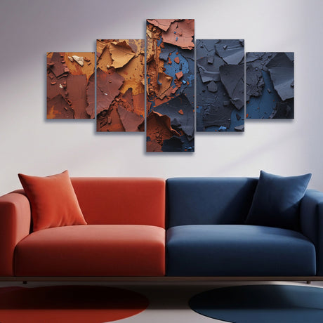 Cuadro decorativo en 5 Piezas Lienzo Erosión de Colores 134x72cm - CUADROS | Bylmo