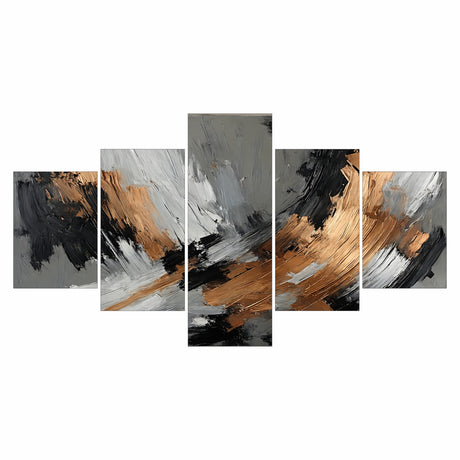 Cuadro decorativo en 5 Piezas Lienzo Metálico Tricolor 134x72cm - CUADROS | Bylmo