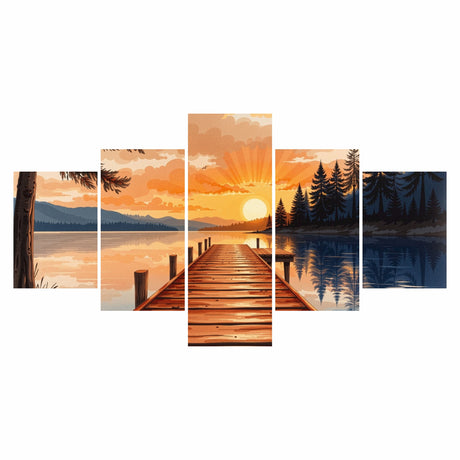 Cuadro decorativo en 5 Piezas Lienzo Vista Natural 134x72cm - CUADROS | Bylmo