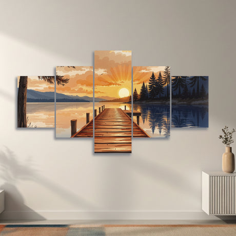 Cuadro decorativo en 5 Piezas Lienzo Vista Natural 134x72cm - CUADROS | Bylmo