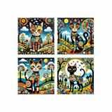 Cuadro decorativo en 4 Piezas Lienzo Jardin del Gato 34x34cm - CUADROS | Bylmo