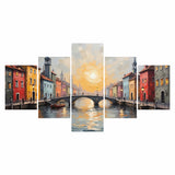 Cuadro decorativo en 5 Piezas Lienzo Puente del Sol 134x72cm - CUADROS | Bylmo