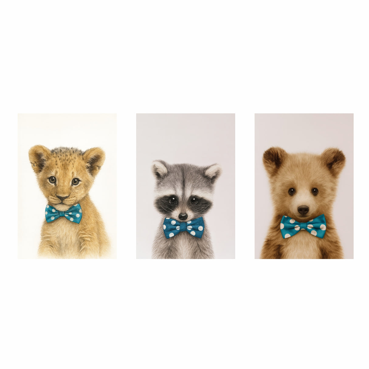 Cuadro decorativo en 3 Piezas Lienzo Animales Tiernos 34x34cm - CUADROS | Bylmo