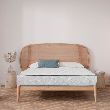 Colchón Eco Spyral Blanco y Gris Claro Sencillo 100 X 190 Cm Semiortopedico Medio Doble Faz e Hipoalergénico - COLCHONES | Bylmo