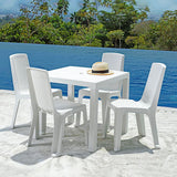 Combo Comedor y 4 Sillas sin Brazos Rimax Eterna Blanco Arena 80.5x72.5cm Cuadrado - COMEDORES | Bylmo