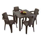 Combo Comedor y 4 Sillas con Brazos Rimax Eterna Wengue 80.5x72.5cm Cuadrado - COMEDORES | Bylmo