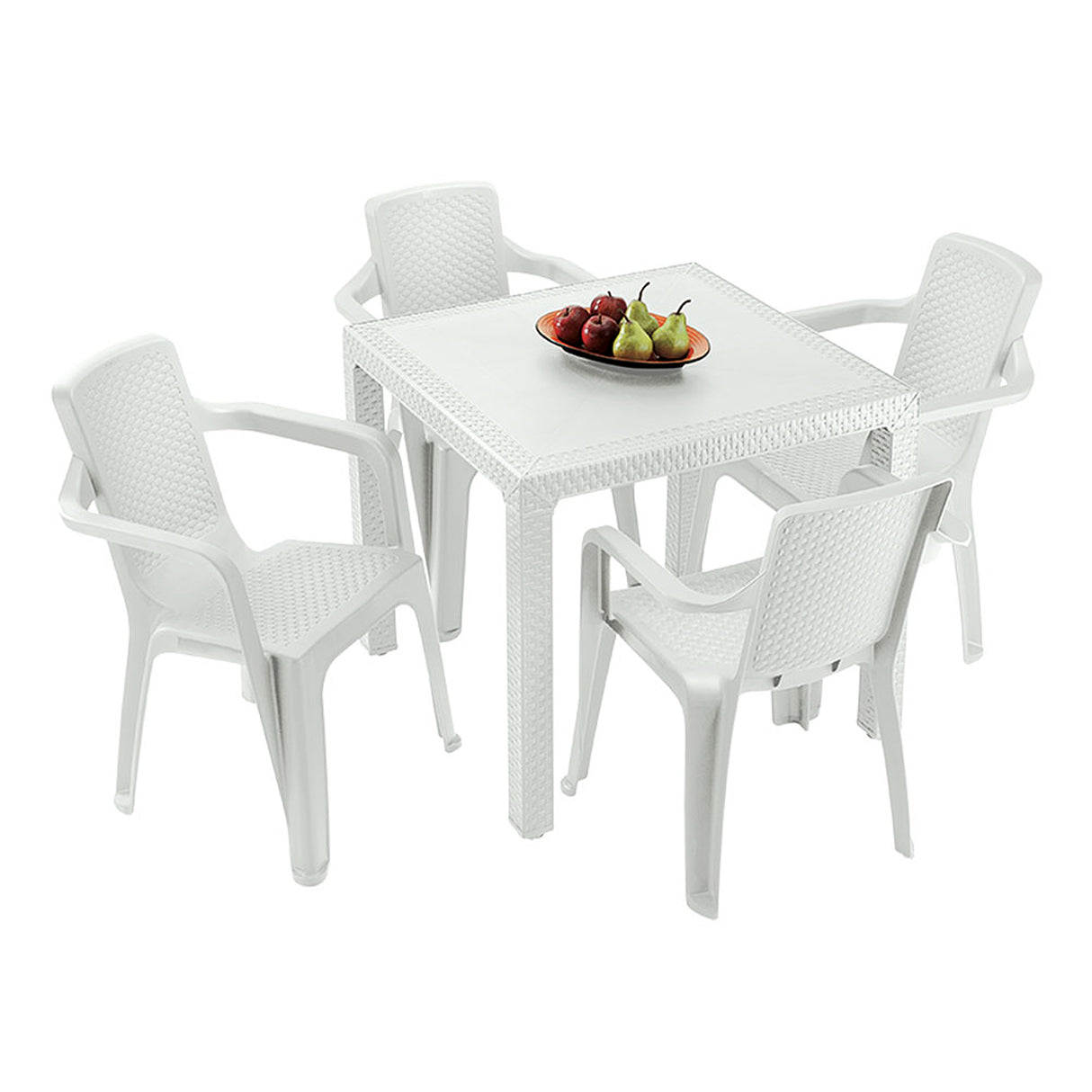 Combo Comedor y 4 Sillas con Brazos Rimax Eterna Blanco Arena 80.5x72.5cm Cuadrado - COMEDORES | Bylmo