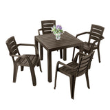 Combo Comedor y 4 Sillas con Brazos Rimax Barú Wengue 75x73.5cm Cuadrado - COMEDORES | Bylmo
