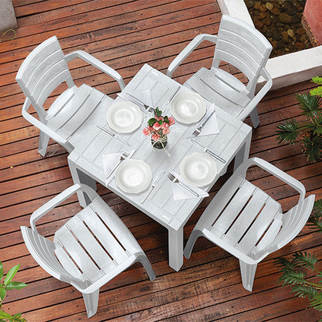 Combo Comedor y 4 Sillas con Brazos Rimax Barú Gris Hielo 75x73.5cm Cuadrado - COMEDORES | Bylmo