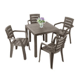 Combo Comedor y 4 Sillas con Brazos Rimax Barú Moca 75x73.5cm Cuadrado - COMEDORES | Bylmo