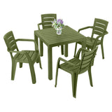 Combo Comedor y 4 Sillas con Brazos Rimax Barú Verde Selva 75x73.5cm Cuadrado - COMEDORES | Bylmo