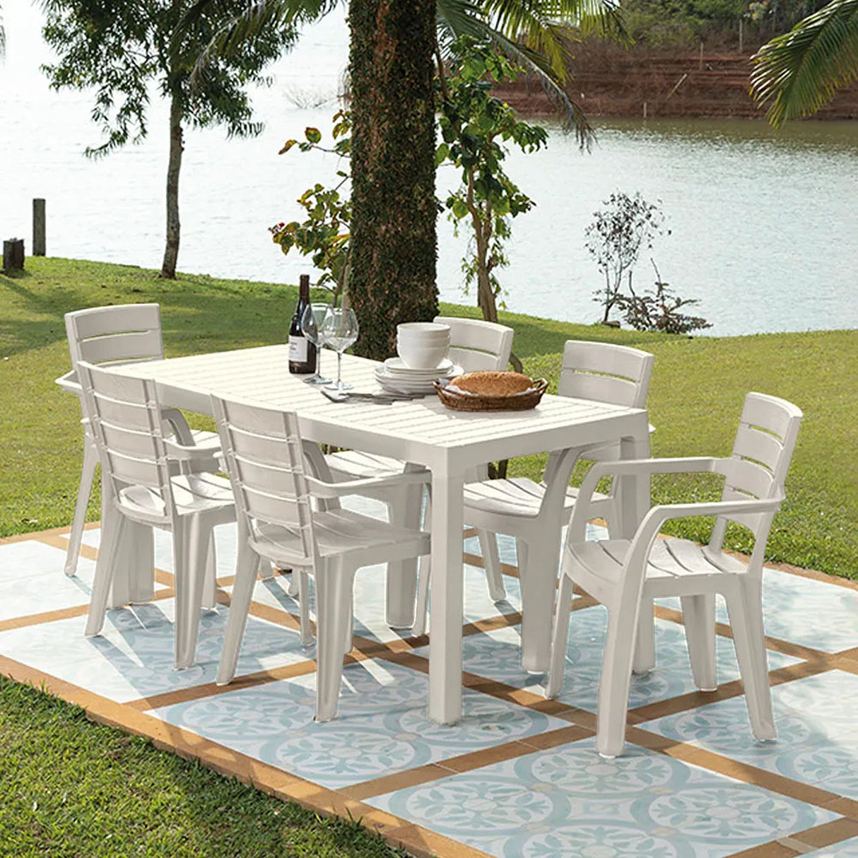 Combo Comedor y 6 Sillas con Brazos Rimax Barú Taupe 153x73.4cm Rectangular - COMEDORES | Bylmo