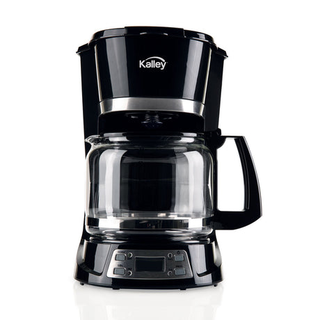 Cafetera Eléctrica Kalley Negro 27x29.5cm de Goteo Para 12 Tazas con Pantalla Digital y con Apagado Automático - CAFETERAS ELECTRICAS | Bylmo